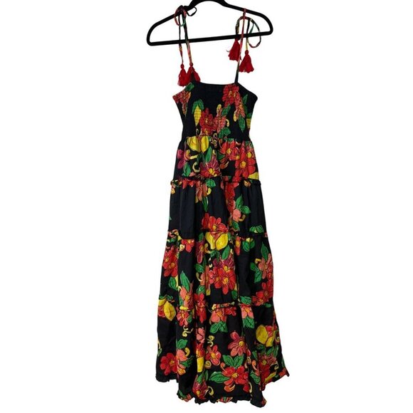 ModaPosa Women's Maxi Length Smocked Bodice Tropical Floral Tiered Dress Size M - Picture 8 of 12